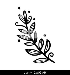 Hand drawn of leaf floral, doodle sketch leaves floral. leaf decoration, floral wreath sketch doodle. Vector Flowers and plants hand drawn illustratio Stock Vector