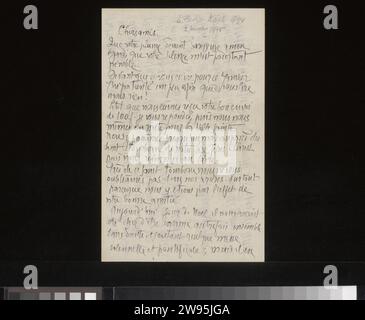 Brief aan Andries Bonger, Émile Bernard, in or before 1894 letter  Cairo paper. ink writing (processes) / pen money Cairo Stock Photo