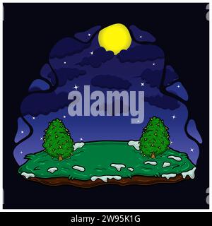 Ground With Cannabis Plant and Sky Background. Vector Illustrations. Stock Vector