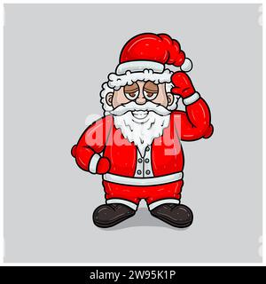 Santa Claus Mascot Character Cartoon. For Element and Clip Art. Vector Illustration. Stock Vector