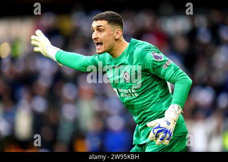 Chelsea goalkeeper Djordje Petrovic during the Premier League match at Molineux Stadium, Wolverhampton. Picture date: Sunday December 24, 2023. Stock Photo