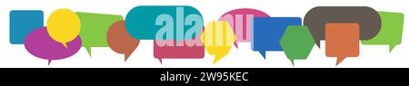 Communication. People with idea in business network. Colorful multi colored dialog speech bubbles. Flat illustration of communication concept on white Stock Vector