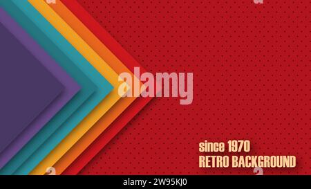 Vintage perforated background from the 1970s, 1960s and 1950s in abstract frames or retro shapes. Vector illustration. Copy space for text. Stock Vector