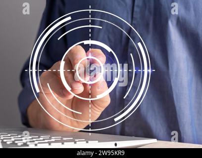 Aiming at goal, target, virtual online business objective in technology, AI Stock Photo