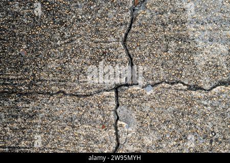 Cracked old concrete floor is used for concrete background texture in decorative art work. Stock Photo