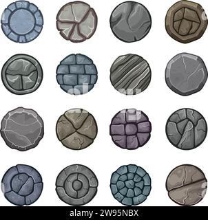 Round hatches. Cartoon round ui templates recent vector hatches set isolated Stock Vector