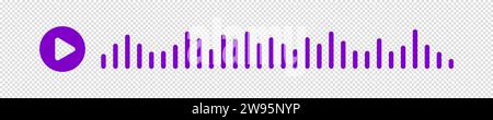Pink or purple sound waves of the equalizer isolated on transparent background. Vector clipart Illustration Stock Vector