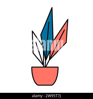 Flower in a pot in cartoon style. House plant in flat style. Vector outline icon plant. Stock Vector