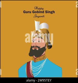 Dasam Guru Gobind Singh Jayanti Celebration Stock Vector