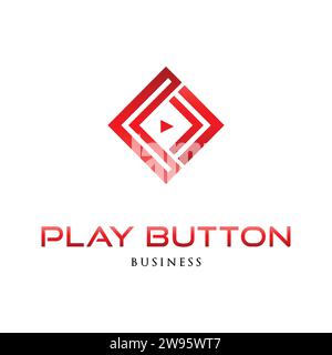 Play Button Icon Logo Design Template Stock Vector