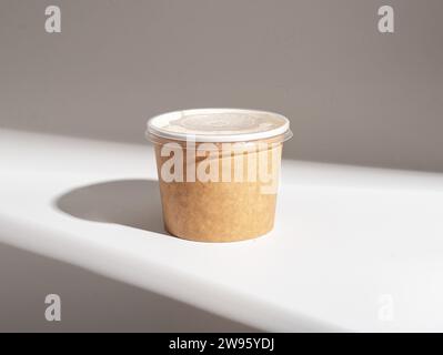 Soup to go, paper bowl mockup, take-away food container, box mock up Stock Photo