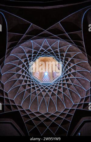 Inside the Windtower (wind catcher), Dowlat Abad or dowlatabat in Iran, Dome and magnificient dome pattern in wind tower of dowlad abat, iran. Stock Photo