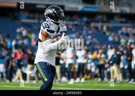 Seattle Seahawks cornerback Tre Brown (22) and cornerback Coby Bryant ...