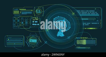 HUD interface for processing and storing radio telescope data. Stock Vector