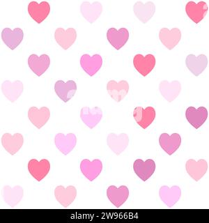 Heart shapes seamless pattern, pink hearts on white background Stock Vector