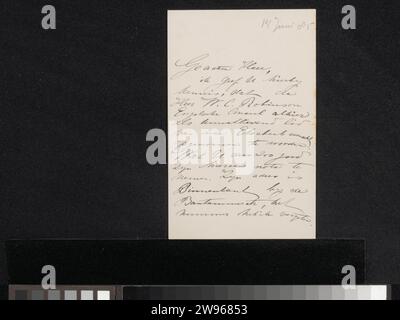 Letter to Jan Veth, Wally Moes, 1885 letter  Amsterdam paper. ink writing (processes) / pen Stock Photo
