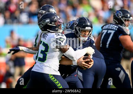 Seattle Seahawks linebacker Boye Mafe (53) is blocked by Minnesota ...