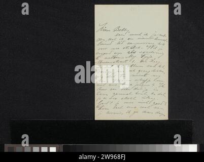 Letter to Jan Veth, Wally Moes, 1874 - 1918 letter   paper. ink writing (processes) / pen  Laren Stock Photo