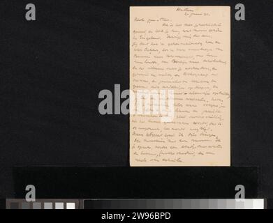 Letter to Jan Veth, Richard Nicolaüs Roland Holst, 1891 letter  Hattem paper. ink writing (processes) / pen exhibition  art England. Utrecht Stock Photo
