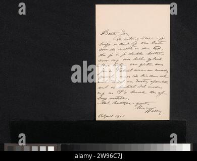 Letter to Jan Veth, Wally Moes, 1901 letter   paper. ink writing (processes) / pen Stock Photo