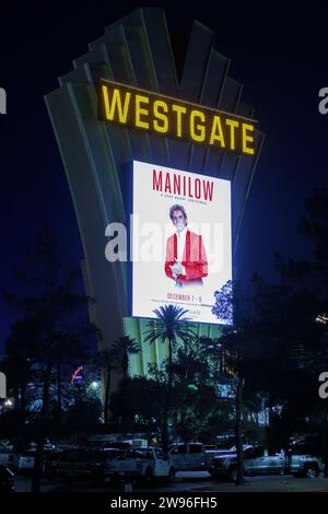 A sign outside Westgate Resorts in Las Vegas, Nevada, United States.   Image shot on 7th Dec 2023.  © Belinda Jiao   jiao.bilin@gmail.com 07598931257 Stock Photo