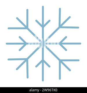 Snowflake in groovy blue color, vector sign of winter season, simple line icon Stock Vector