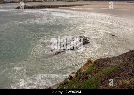 Calm Waters, Golden Sands: A Rapadoira in its Most Tranquil Moment Stock Photo