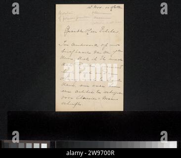 Letter to Philip Zilcken, 1900 letter Letter contains handwritten text ...