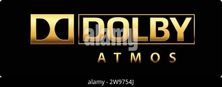 Dolby Atoms Golden Logo vector | Dolby Atoms sign Golden  | Sound system Technology Stock Vector