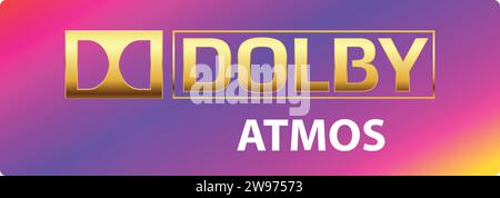 Dolby Atoms Golden Logo vector | Dolby Atoms sign Golden  | Sound system Technology Stock Vector