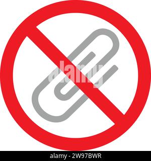 No Attachment sign color vector | No Attachment file | No Clip sign Stock Vector