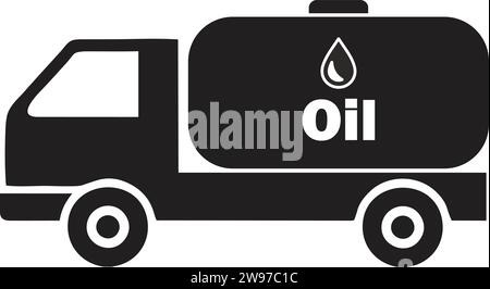 Oil Truck tanker icon silhouette | Gasoline fuel truck | oil and gas tanker icon Stock Vector