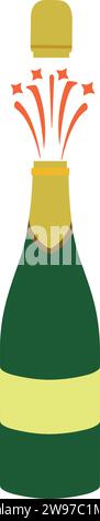 explosion of champagne bottle vector | open Bottle of champagne| champagne wine | bottle pop open Stock Vector