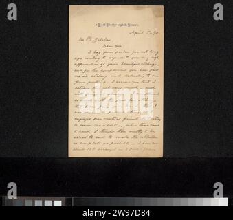 Letter to Philip Zilcken, 1890 letter New York (city) cardboard. ink ...