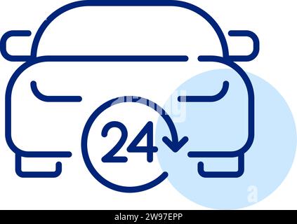 24 hour car repair services. Pixel perfect, editable stroke Stock Vector