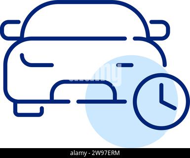 Car and clock. Hourly rental rates. Pixel perfect, editable stroke Stock Vector