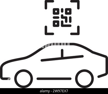 Car rental services. Unlocking vehicle using qr code. Pixel perfect icon Stock Vector