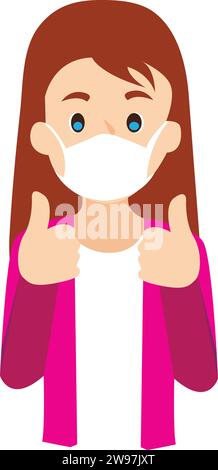 girl cute school kids illustration with thumbs up Stock Vector
