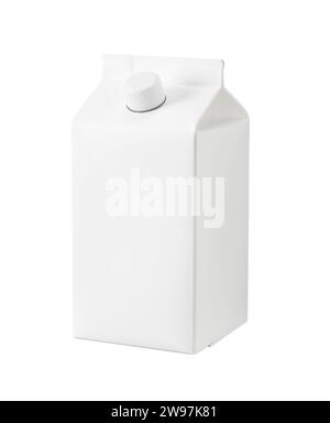 Blank package of milk isolated on white background. Stock Photo