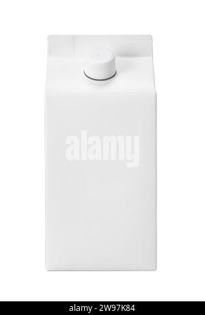 Blank package of milk isolated on white background. Stock Photo