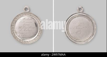 Honorary Medal Awarded Louis Royer for Winning the Prix de Rome, 1816  Silver medal with richly decorated edge and inscriptions, with bearing eye and silveruris. Mechelen silver (metal)   Antwerp Stock Photo