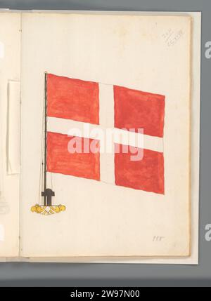 Flag of Malta, Anonymous, 1667 - 1670 drawing Flag of Malta. Red flag with a white St. Thick Cross. Flag on flagsteng and mast foot. Shown on folio 118r. Part of a flag book with flags from Europe, North Africa, Near and Far East. France paper. ink. watercolor (paint) pen / brush flag, colours (as symbol of the state, etc.) Malta Stock Photo