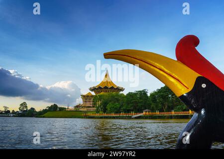 The Sarawak State Legislative Assembly Building located in Kuching Waterfront at sunset. Stock Photo