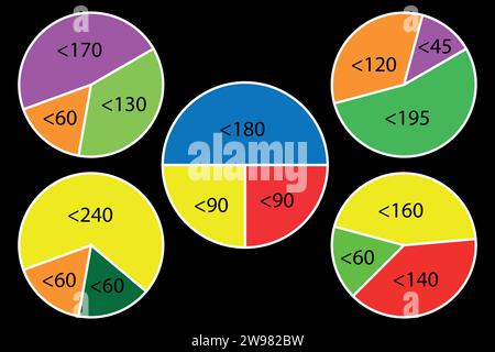 Pie shape specific angle vector. Stock Vector