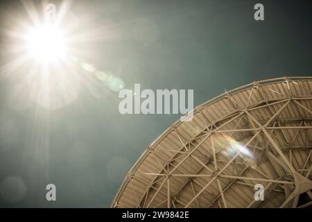 Radio telescope array in the desert Stock Photo