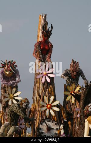 Carnival is characterized by paper mache floats representing caricatures of politicians and fictional creations. Stock Photo