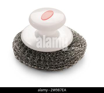 metal sponge for dishes on a white isolated background Stock Photo
