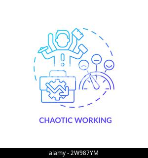 Thin line simple gradient chaotic working icon concept Stock Vector