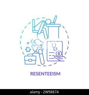 Thin line simple gradient resenteeism icon concept Stock Vector