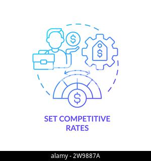 Thin line simple gradient set competitive rates icon concept Stock Vector